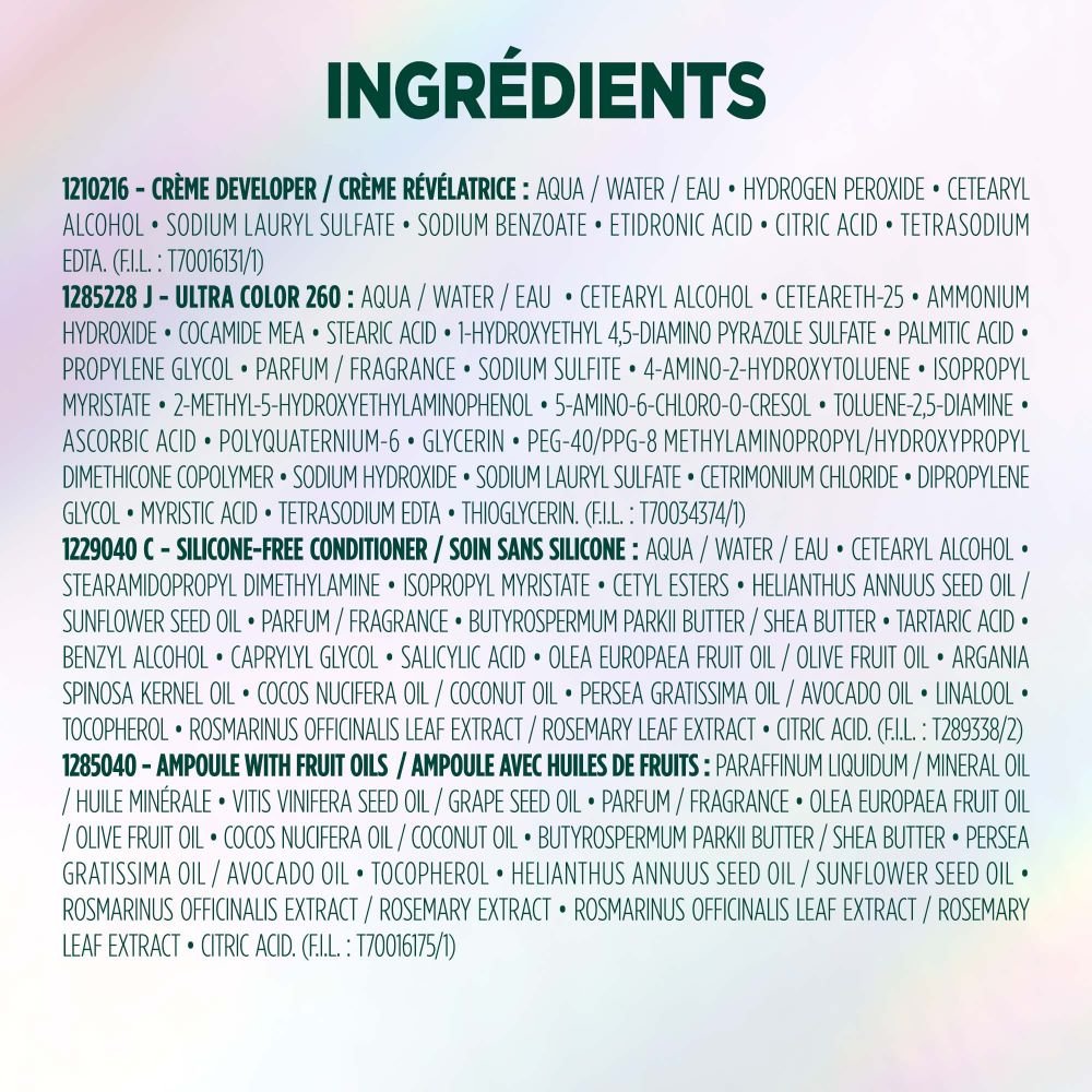 WFP 755029 ULTRA COLOR 260 INGREDIENTS FR